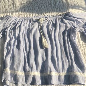 American Eagle Off the Shoulder Striped Top